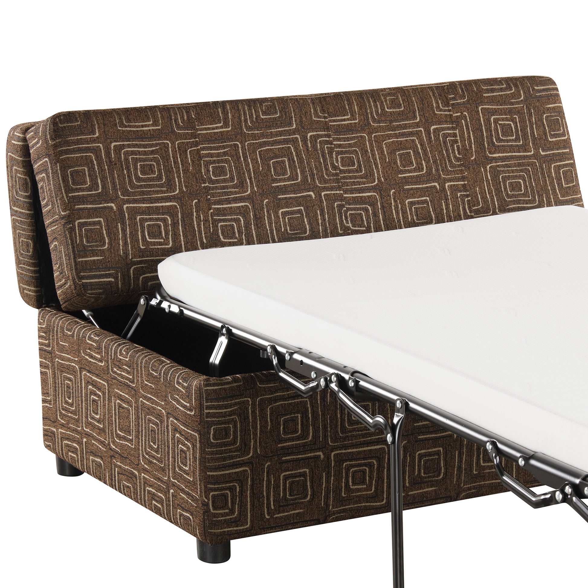 Twin Size Folding Ottoman Sleeper Bed With Mattress Convertible Guest Bed Espresso Espresso Foam Linen 1 Seat