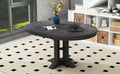 Farmhouse Dining Table Extendable Round Table For Kitchen, Dining Room Black Black Solid Wood Mdf