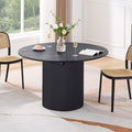 Expandable Dining Table,Solid Top Extending Table Modern Kitchen Table, Leisure Desk For Kitchen Dining Living Room Apartment.Black Black Foam Mdf