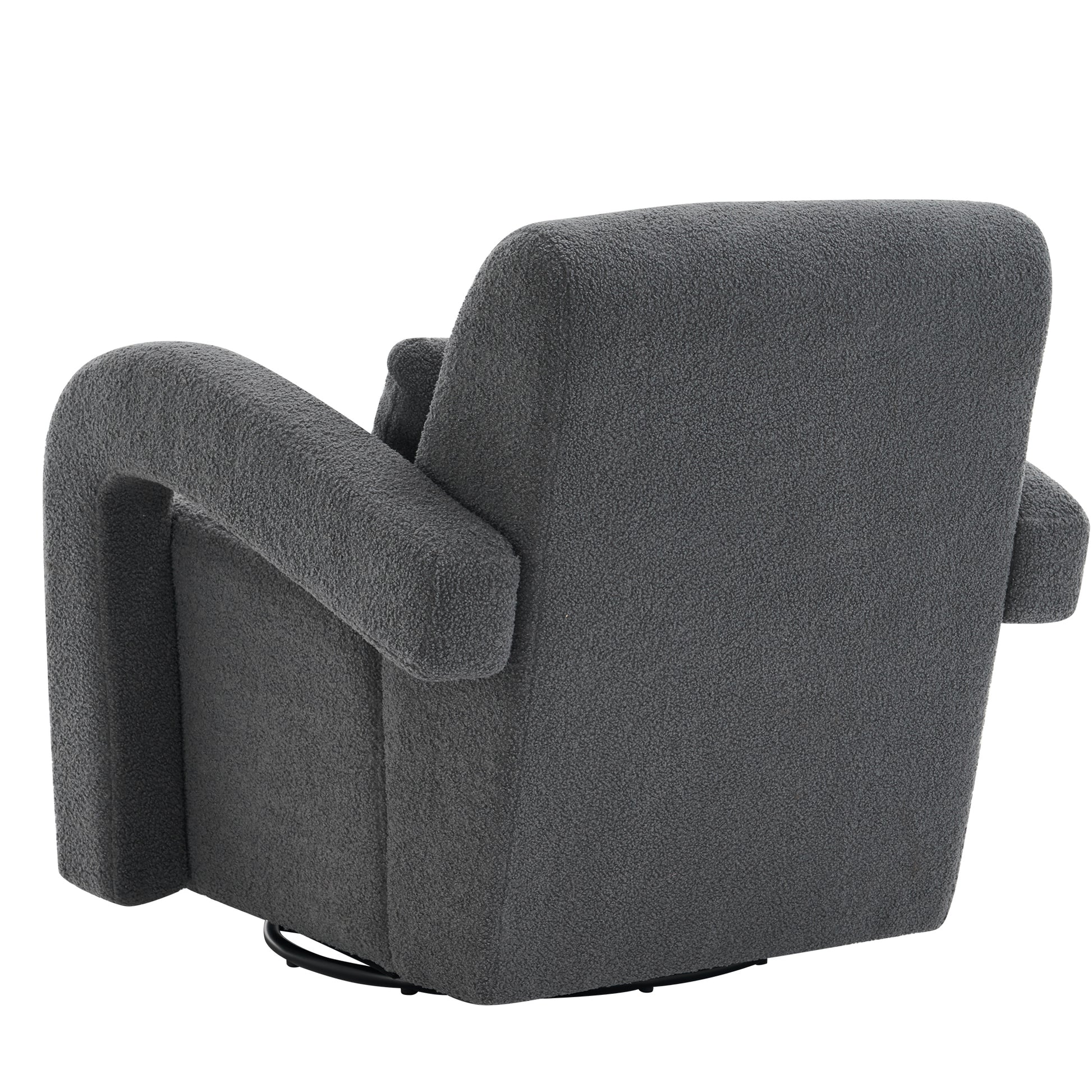 Cozy Dark Grey Teddy Fabric Armchair Modern Sturdy Lounge Chair With Curved Arms And Thick Cushioning For Plush Comfort Dark Gray Teddy