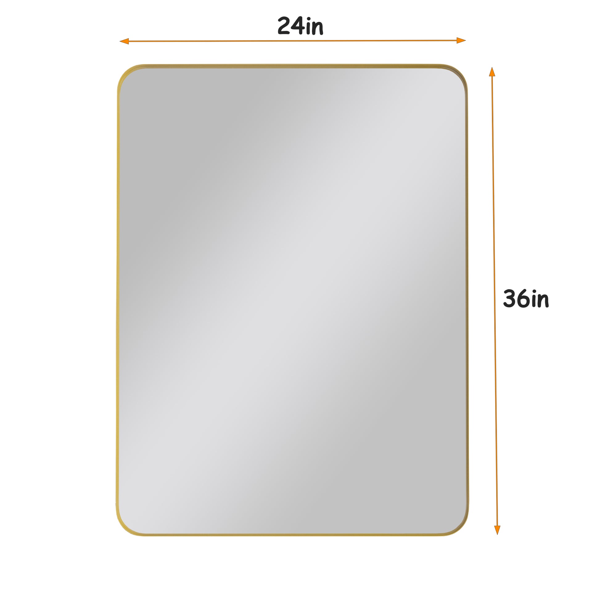 Wall Mirror 24x36 Inch Golden Rectangular Mirror Metal gold-glass-metal