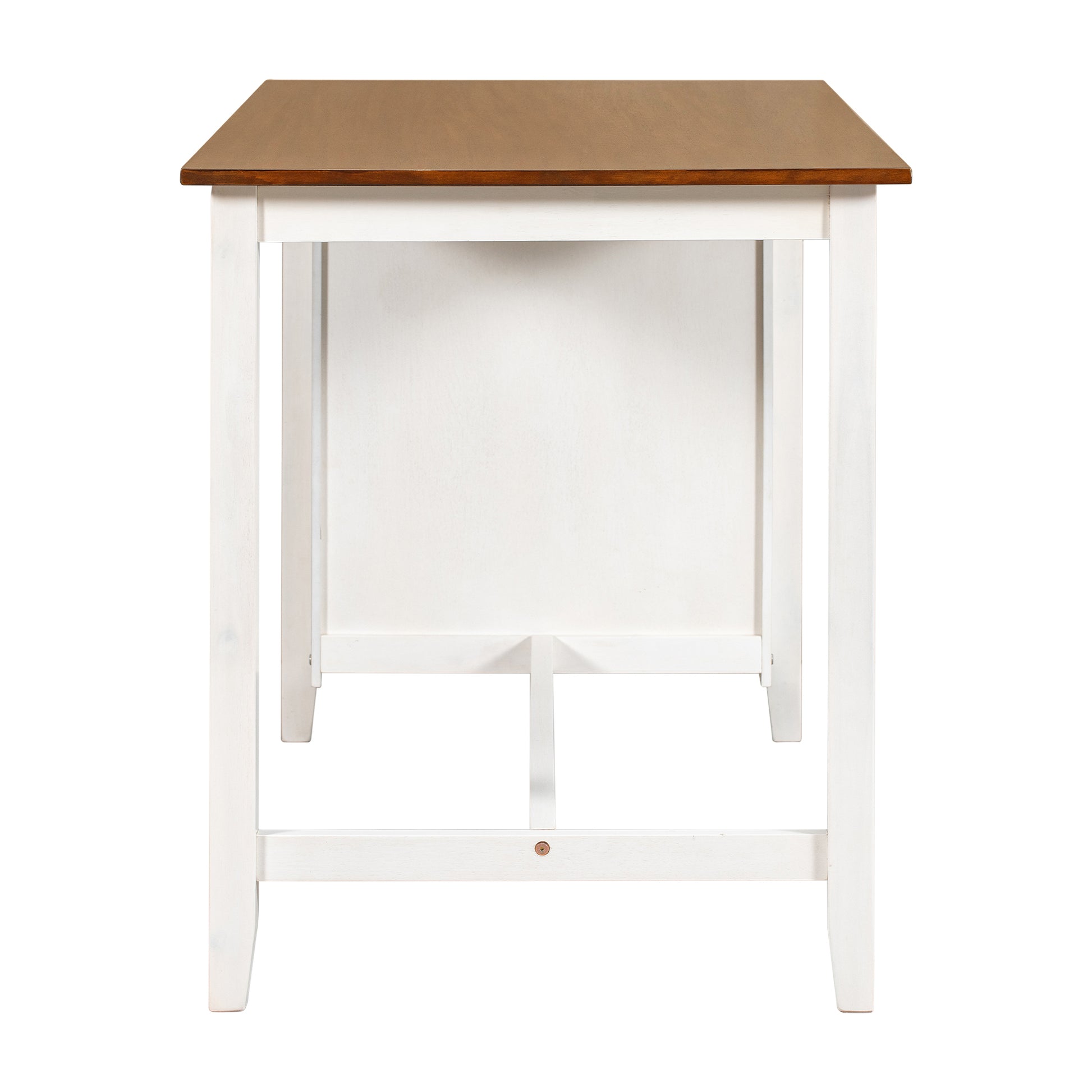 5 Pieces Counter Height Rustic Farmhouse Dining Room Wooden Bar Table Set With 4 Chairs, White White Wood Dining Room Solid Wood Rubberwood Rectangular Dining Table With Chair Upholstered Chair Wood White Solid Back Seats 4 4 Leg Foam Solid Wood