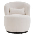 White Plush Swivel Accent Chair Contemporary Round Armchair With 360 Rotation And Metal Base For Living Room Elegance White Teddy Teddy