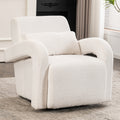 Cozy White Teddy Fabric Armchair Modern Sturdy Lounge Chair With Curved Arms And Thick Cushioning For Plush Comfort White Teddy