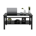 Glass Lift Top Coffee Table, Modern Simple 2 Layer Tempered Glass Coffee Table For Living Room, Black Black Glass Metal