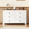 Retro Farmhouse Style Wooden Dresser With 6 Drawer, Storage Cabinet For Bedroom, White Brown White Particle Board