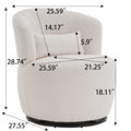 White Plush Swivel Accent Chair Contemporary Round Armchair With 360 Rotation And Metal Base For Living Room Elegance White Teddy Teddy