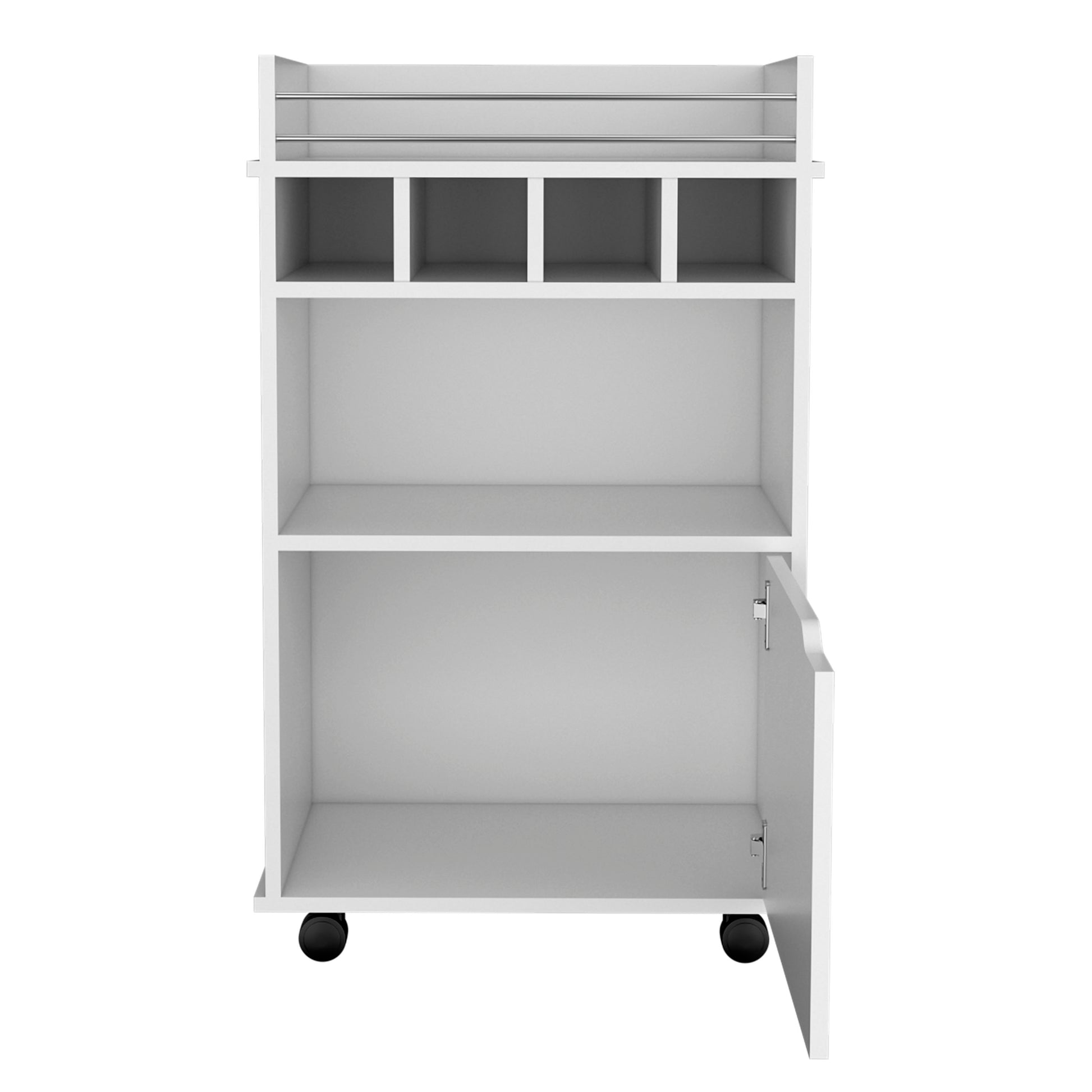 Depot E Shop Sims 35" H Bar Cart With Two Shelves Four Wine Cubbies And One Cabinet,White White Dining Room Modern Rectangular Particle Board Pine Medium 40 55In