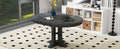 Farmhouse Dining Table Extendable Round Table For Kitchen, Dining Room Black Black Solid Wood Mdf