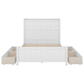 Full Size Platform Bed With Drawers And Storage Shelves, White Antique White Solid Wood Mdf