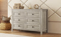 Retro Farmhouse Style Wooden Dresser With 6 Drawer, Storage Cabinet For Bedroom, Anitque Gray Antique Gray Particle Board