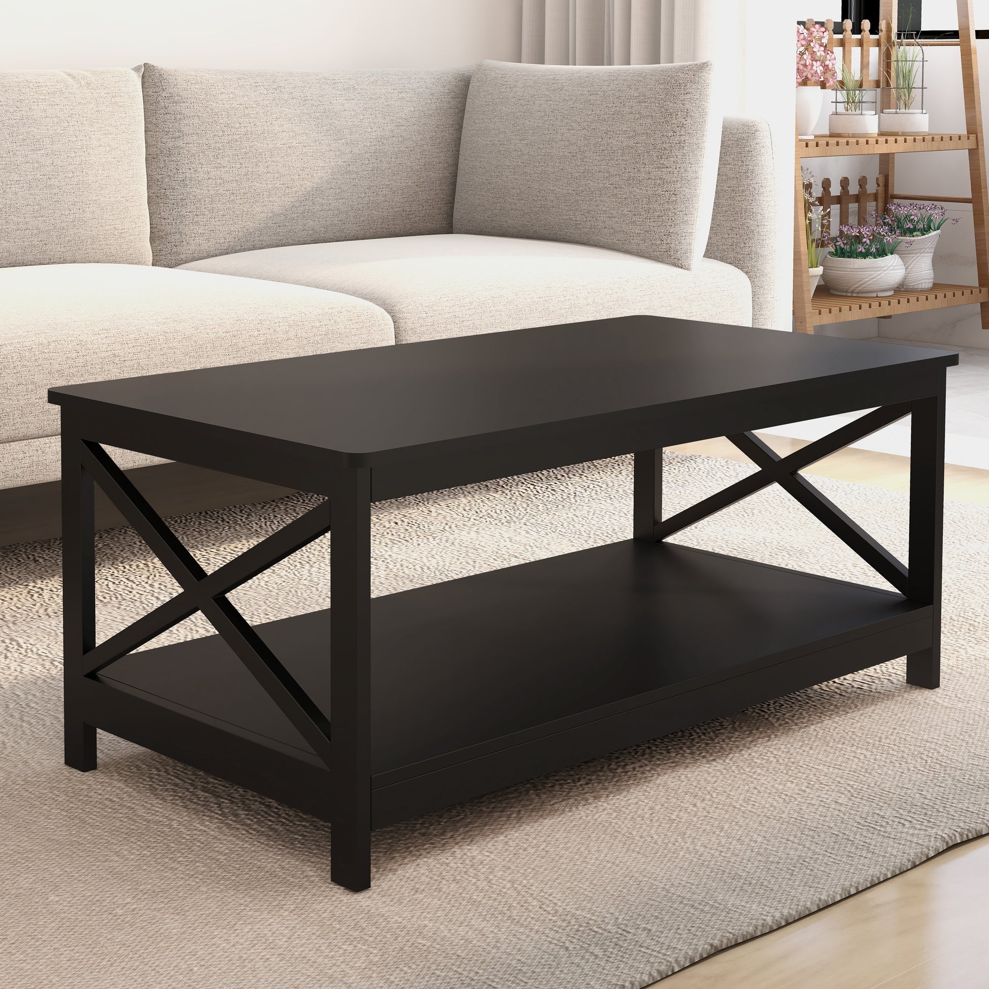 Coffee Table Oxford End Table Black Color Black Mdf