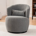 Grey Plush Swivel Accent Chair Contemporary Round Armchair With 360 Rotation And Metal Base For Living Room Elegance Grey Teddy