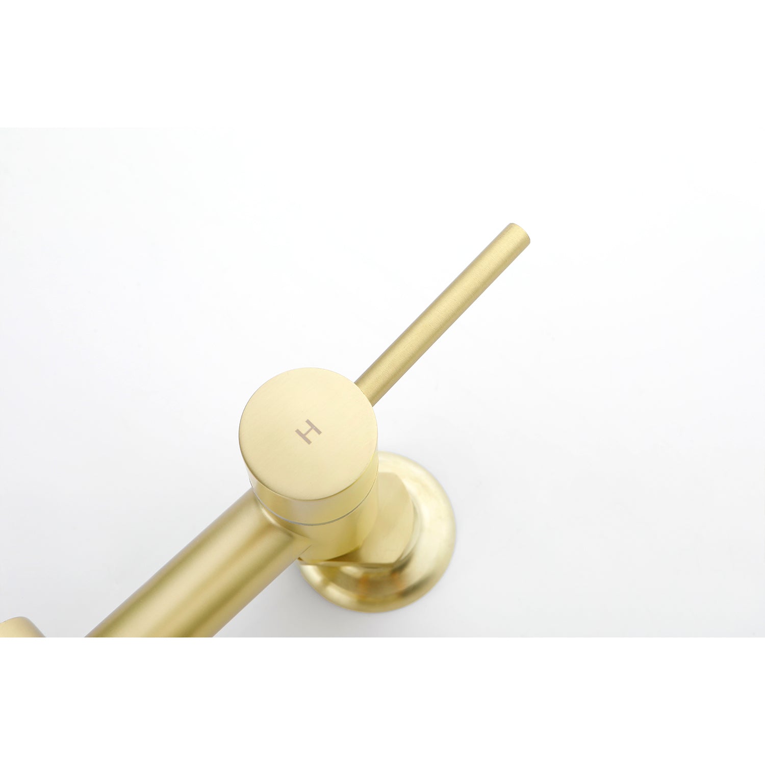 3 Functions Wall Mounted Bridge Kitchen Faucet Brushed Gold Brass