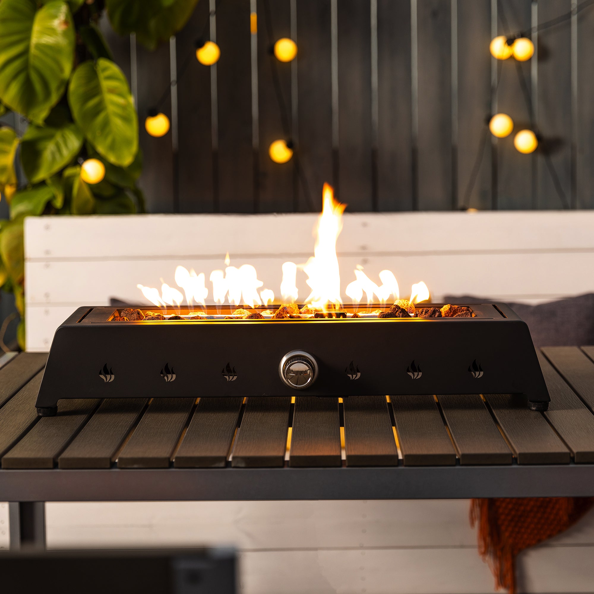 28 inch Tabletop Fire Pit, Propane Gas Fire Pit with black-steel