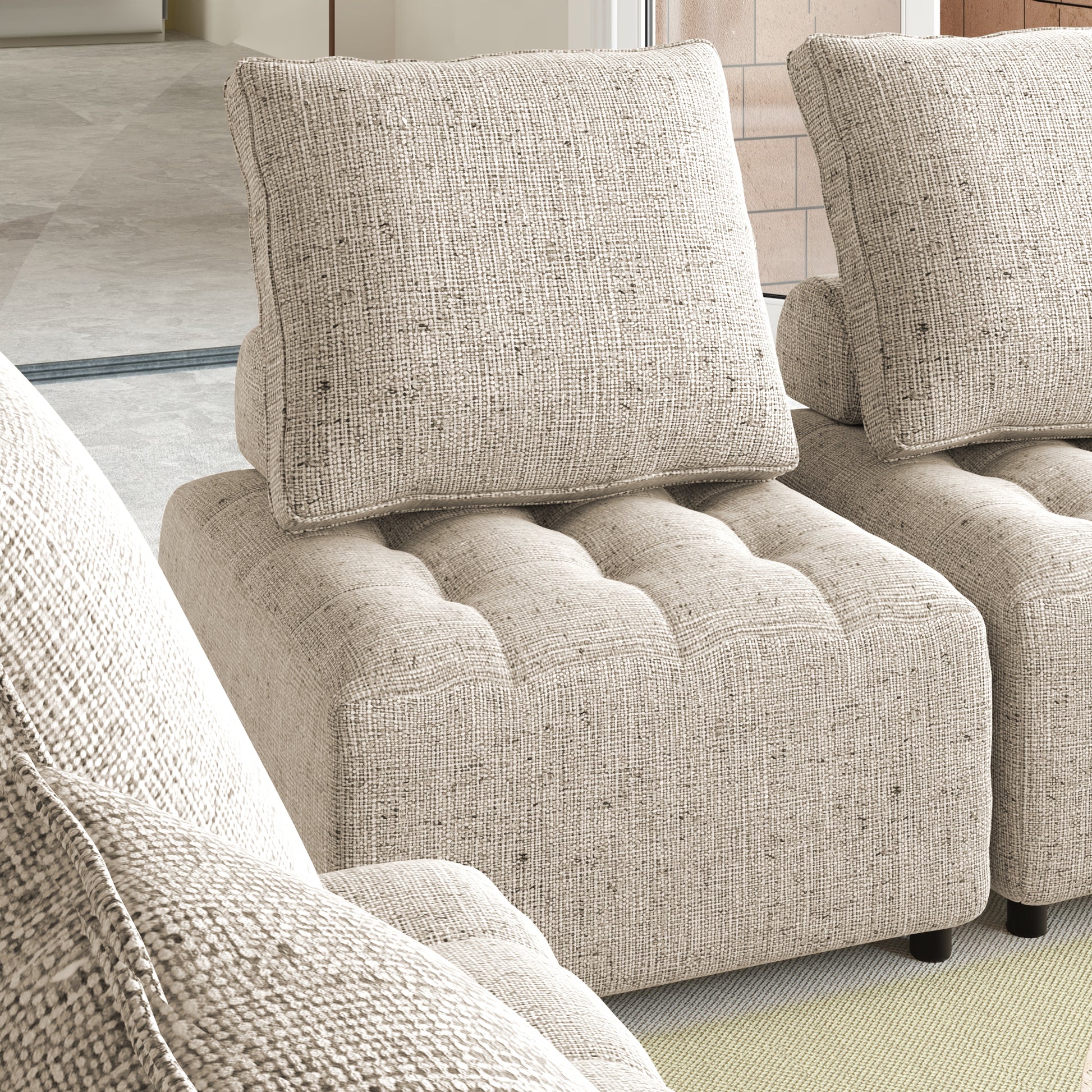 Outdoor Modular Sofa, With Aluminum Structure, Support Cushion And Back Cushion Cover Removable, Fade Resistant, Waterproof Sofa Cover Included,Light Brown The Ratebased On A Single Piece 5Unit Light Brown Aluminium 5 Seat