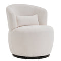 White Plush Swivel Accent Chair Contemporary Round Armchair With 360 Rotation And Metal Base For Living Room Elegance White Teddy Teddy