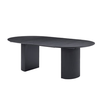 Expandable Dining Table,Solid Top Extending Table Modern Kitchen Table, Leisure Desk For Kitchen Dining Living Room Apartment.Black Black Foam Mdf