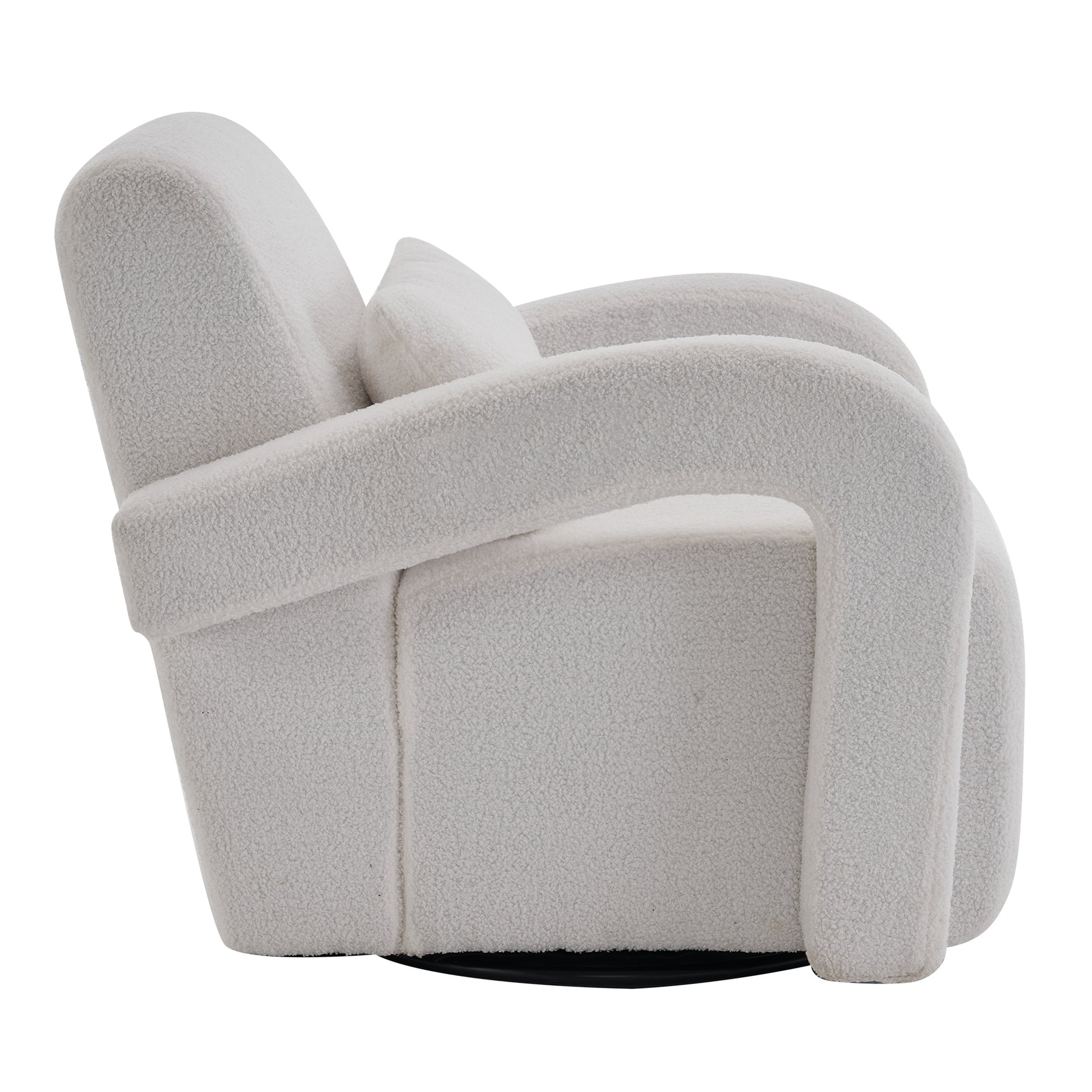 Cozy White Teddy Fabric Armchair Modern Sturdy Lounge Chair With Curved Arms And Thick Cushioning For Plush Comfort White Teddy