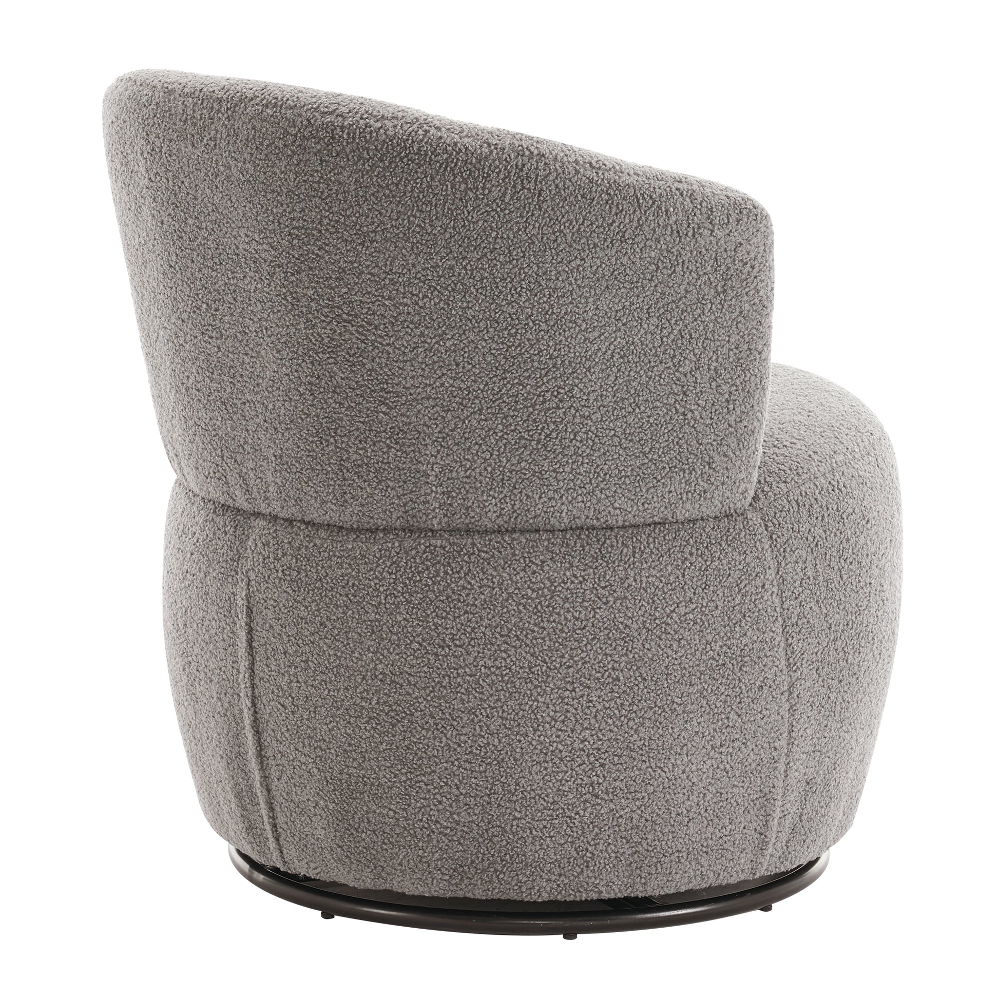 Grey Plush Swivel Accent Chair Contemporary Round Armchair With 360 Rotation And Metal Base For Living Room Elegance Grey Teddy