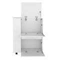 Bar Cart Two Pull Down Door Cabinets And Two Open Shelves,White White Particle Board Pine