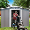 Patio, Lawn & Garden,Metal Outdoor Storage Shed 10Ft X 8Ft, Clearance With Lockable Door Metal Garden Shed Steel Anti Corrosion Storage House Waterproof Tool Shed For Backyard Patio, Lawn And Garden Grey Year Round Use Metal