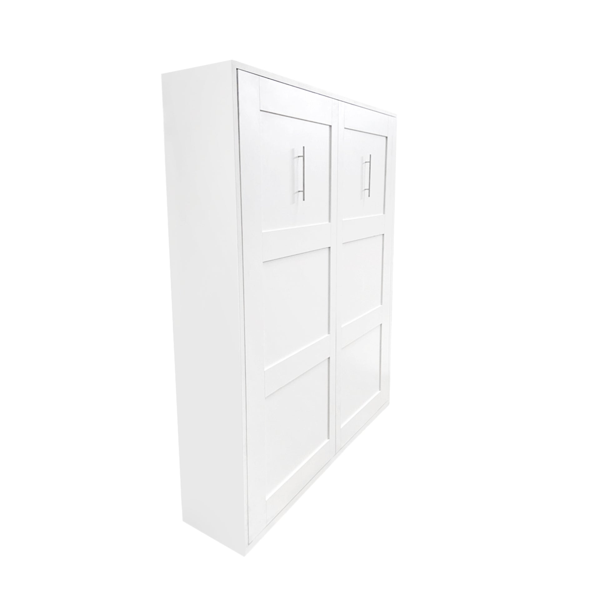 Morden Deisgn Full Size Vertical Murphy Bed For Bedroom Or Guestroom White Wall Bed Space Saving Hidden Bed White Mdf