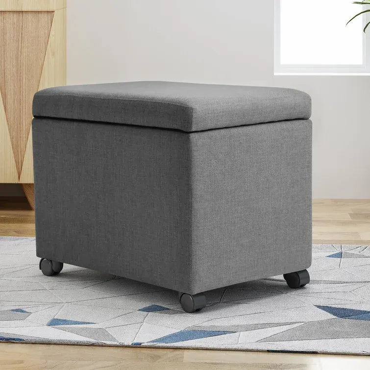 Storage Ottoman Grey Fabric