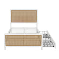 Full Size Metal Platform Bed With 2 Drawers, White Box Spring Not Required Full White Bedroom Bed Frame Metal