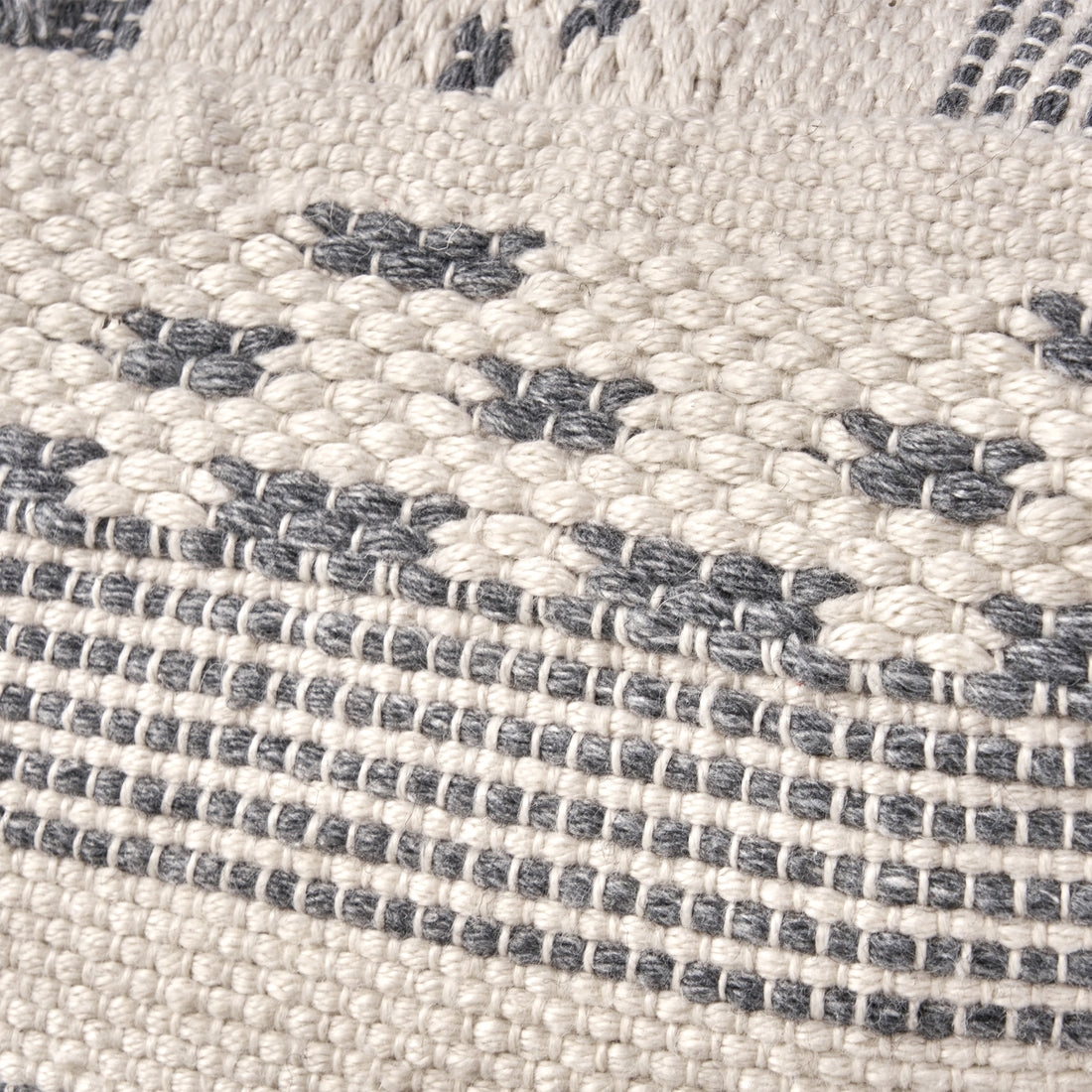 Karim Faux Yarn Large Pouf, Ivory Grey Ivory Grey Fabric