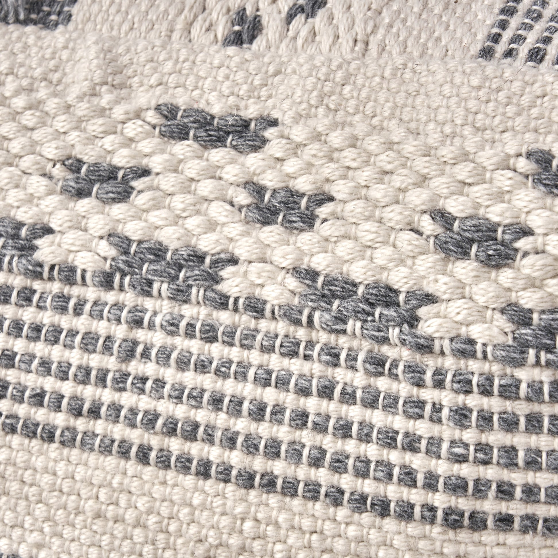 Karim Faux Yarn Large Pouf, Ivory Grey Ivory Grey Fabric