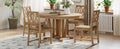 Rustic 5 Piece Extendable Dining Table Set Round Trestle Table And 4 Cross Back Dining Chairs For Kitchen, Dining Room, Natural Wood Dining Room Solid Wood Rubberwood Round Dining Table With Chair Wood Wood Natural Solid Back Seats 4 Removable Leaf