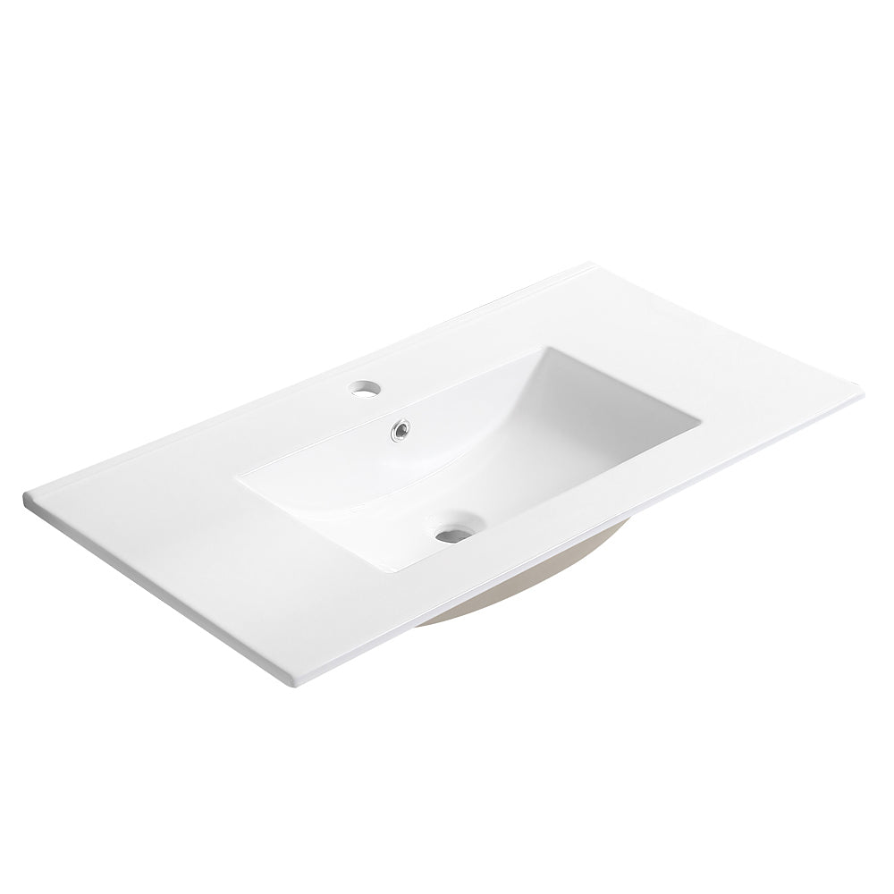 36 Inch Wall Mounted Bathroom Vanity with White light oak-solid wood