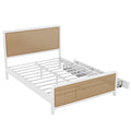 Queen Size Metal Platform Bed With 2 Drawers, White Box Spring Not Required Queen White Bedroom Bed Frame Metal