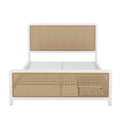 Queen Size Metal Platform Bed With 2 Drawers, White Box Spring Not Required Queen White Bedroom Bed Frame Metal