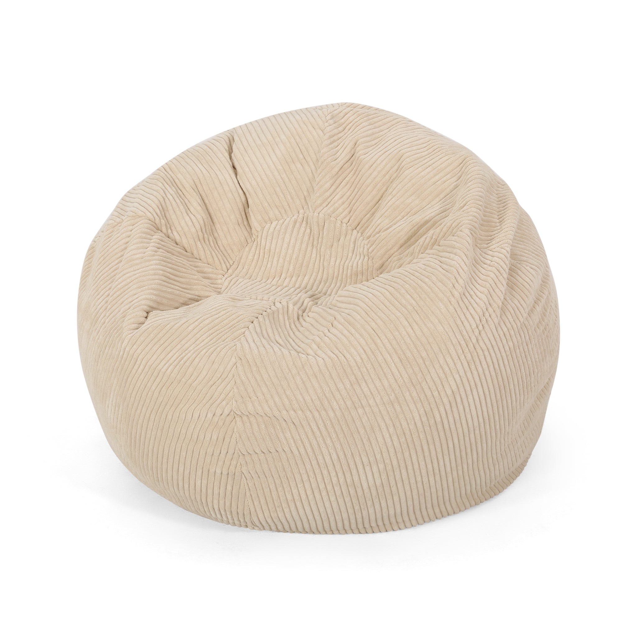 Zarate 3 Foot Corduroy Rounded Bean Bag, Ivory ivory-fabric