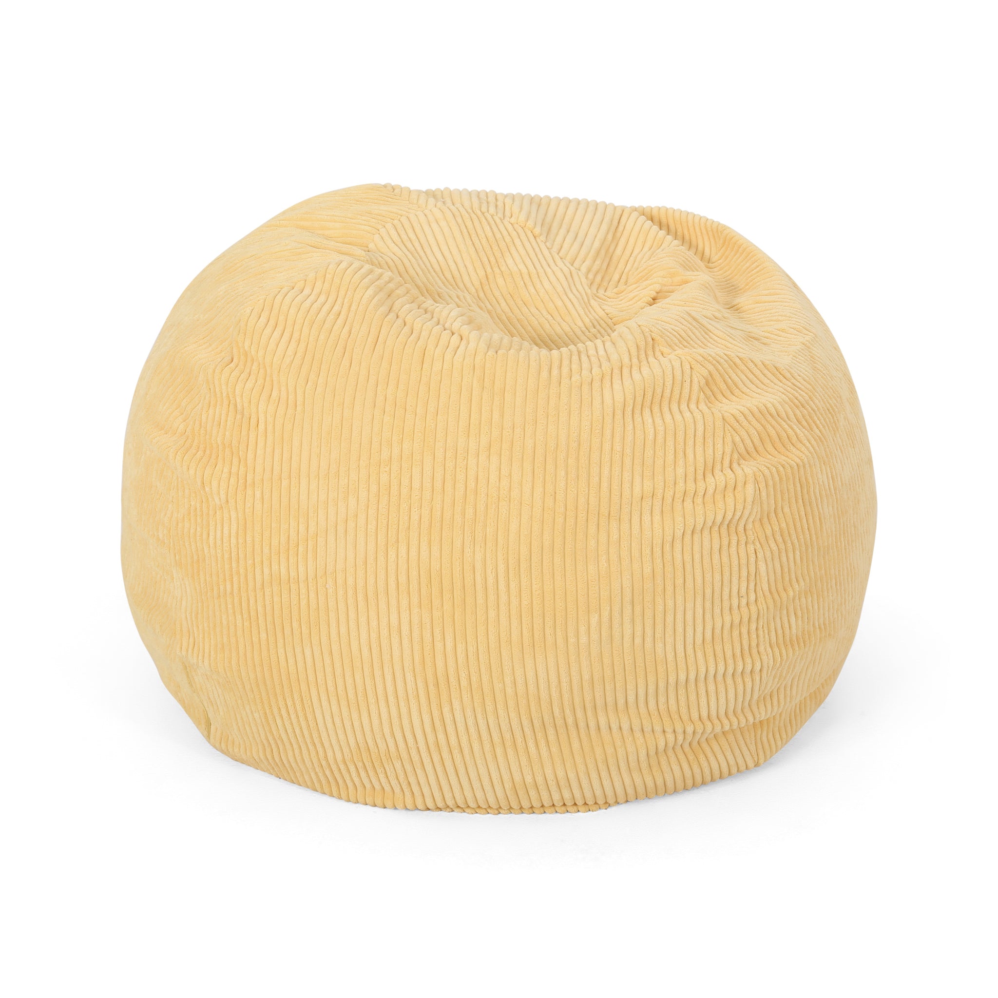 Zarate 3 Foot Corduroy Rounded Bean Bag, Mustard yellow-fabric