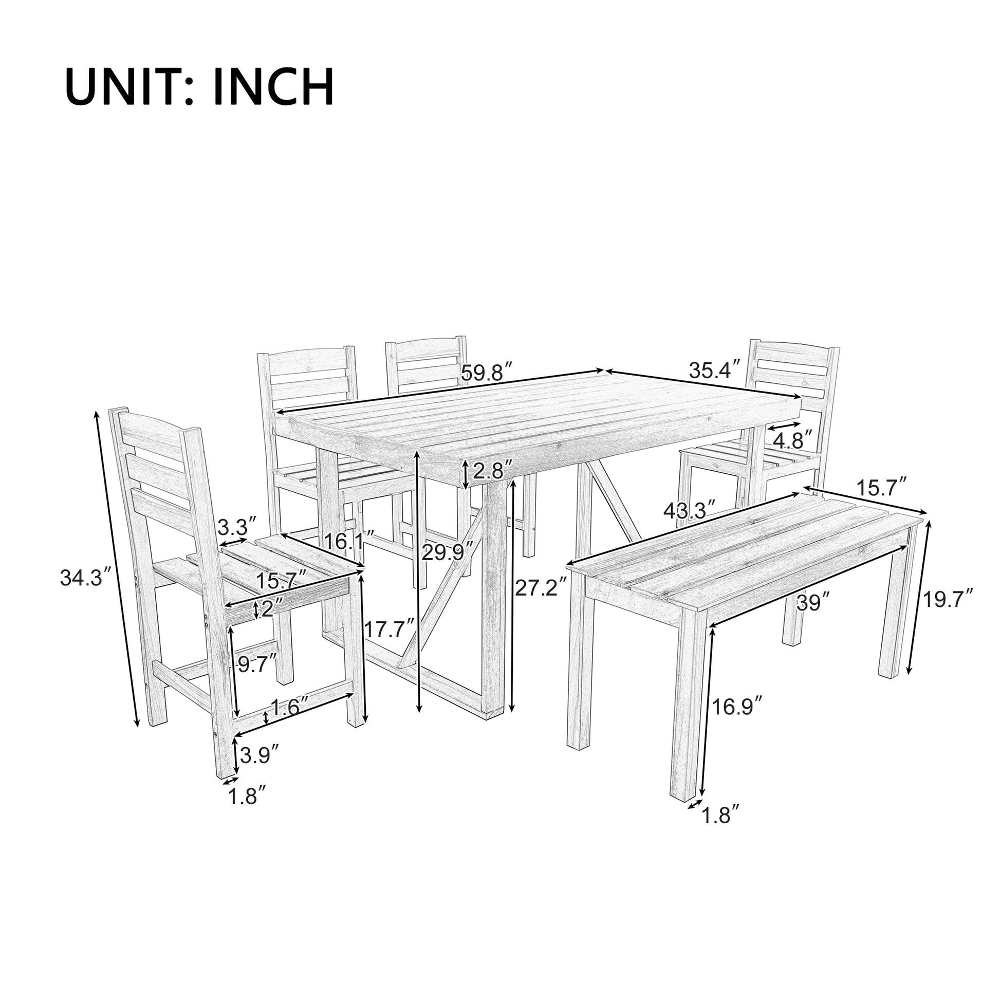 High Quality Acacia Wood Outdoor Table And Chair Set, Suitable For Patio, Balcony, Backyard Brown Acacia Wood