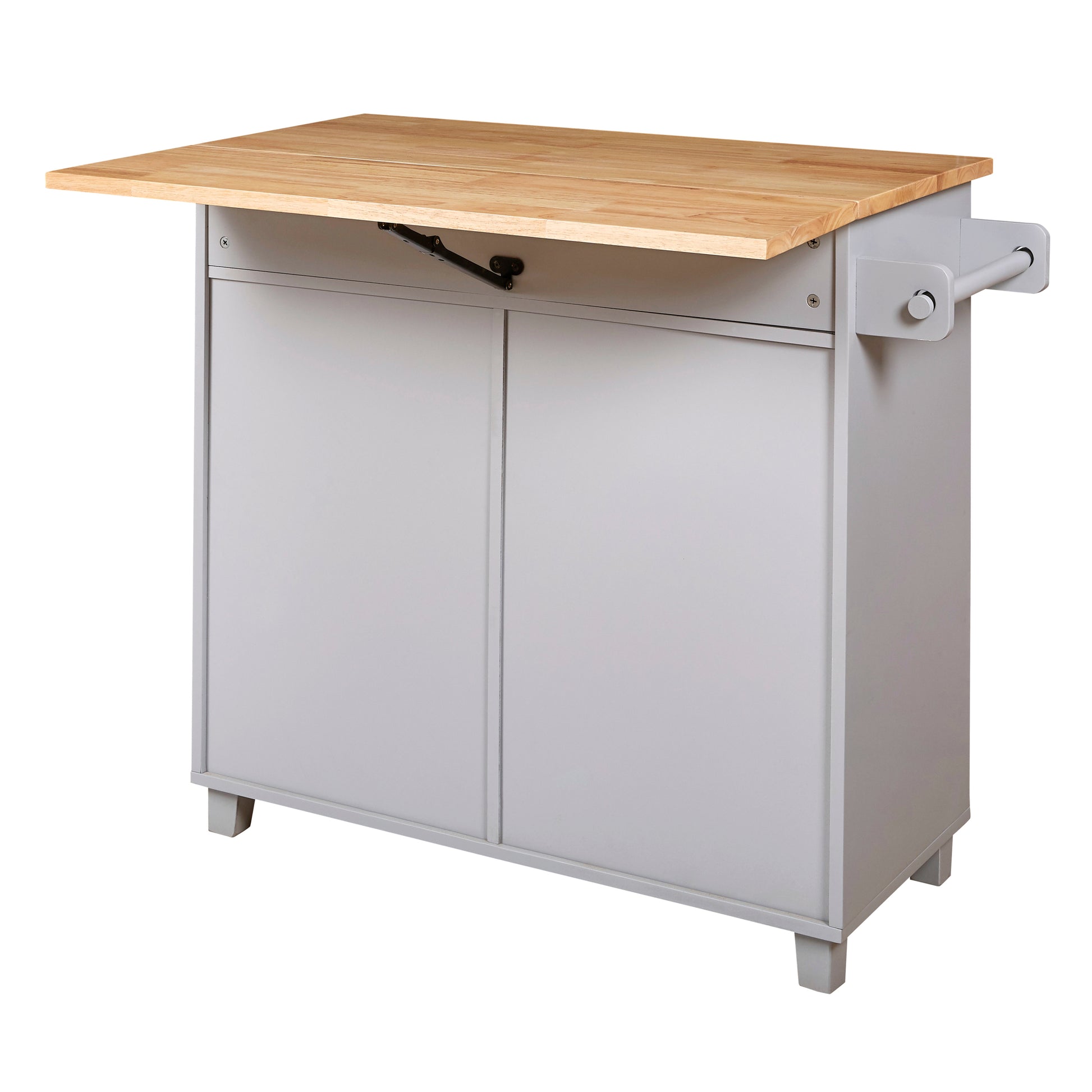 K&K Rolling Kitchen Island With Storage, Kitchen Cart With Rubber Wood Top, Spacious Drawer With Divider And Internal Storage Rack, Kitchen Island On Wheels With Adjustable Shelf Tower Rack, Grey Grey Kitchen Classic,European,Modern Rectangular Kitchen