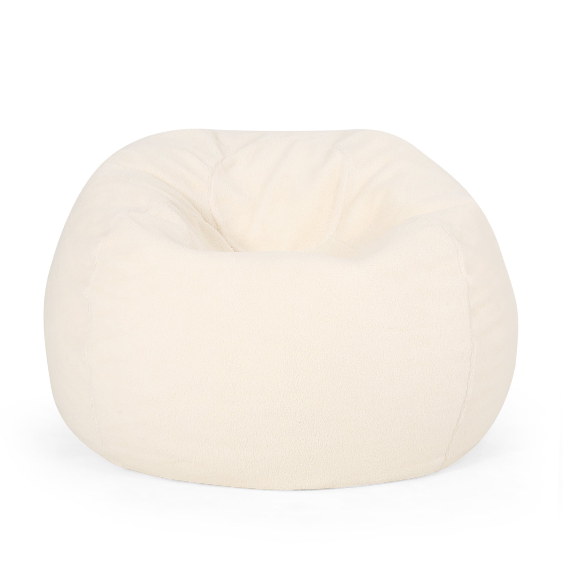 Kavel 3 Foot Rounded Bean Bag, Cream Cream Fabric