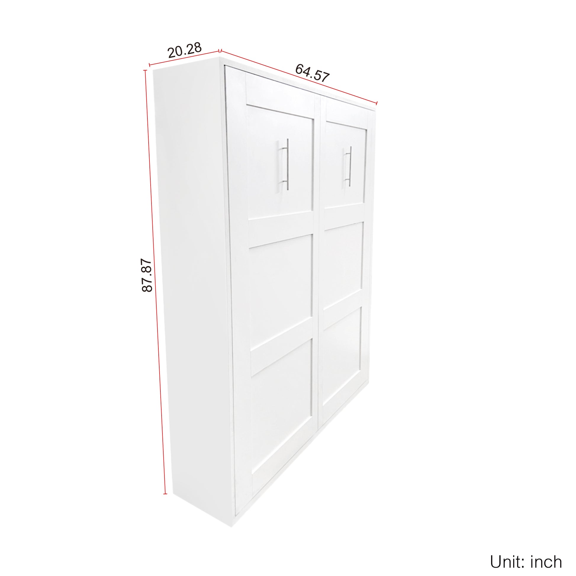 Morden Deisgn Full Size Vertical Murphy Bed For Bedroom Or Guestroom White Wall Bed Space Saving Hidden Bed White Mdf