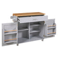 K&K Rolling Kitchen Island With Storage, Kitchen Cart With Rubber Wood Top, Spacious Drawer With Divider And Internal Storage Rack, Kitchen Island On Wheels With Adjustable Shelf Tower Rack, Grey Grey Kitchen Classic,European,Modern Rectangular Kitchen