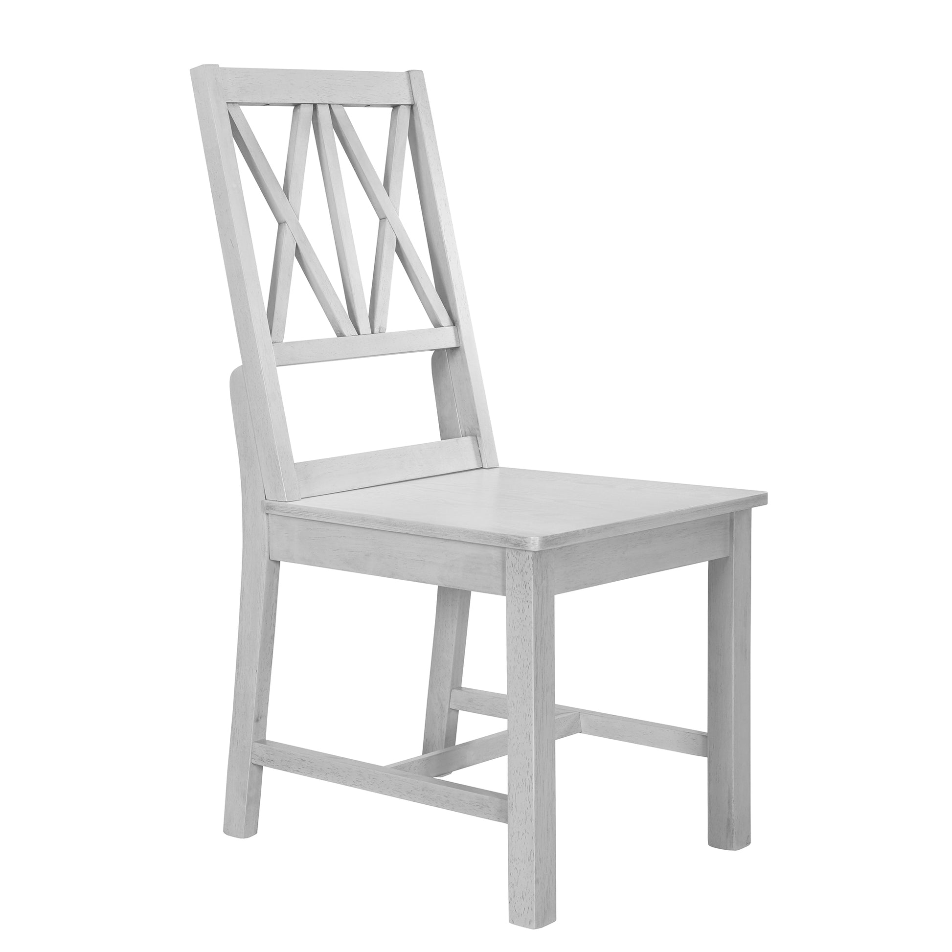 Rustic 5 Piece Extendable Dining Table Set Round Trestle Table And 4 Cross Back Dining Chairs For Kitchen, Dining Room, Gray Gray Wood Dining Room Solid Wood Rubberwood Round Dining Table With Chair Wood Wood Gray Solid Back Seats 4 Removable Leaf