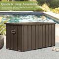 200 Gallon Outdoor Storage Deck Box Waterproof, Large dark brown-steel