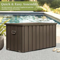 120 Gallon Outdoor Storage Deck Box Waterproof, Large Patio Storage Bin For Outside Cushions, Throw Pillows, Garden Tools, Lockable Dark Brown Dark Brown Steel