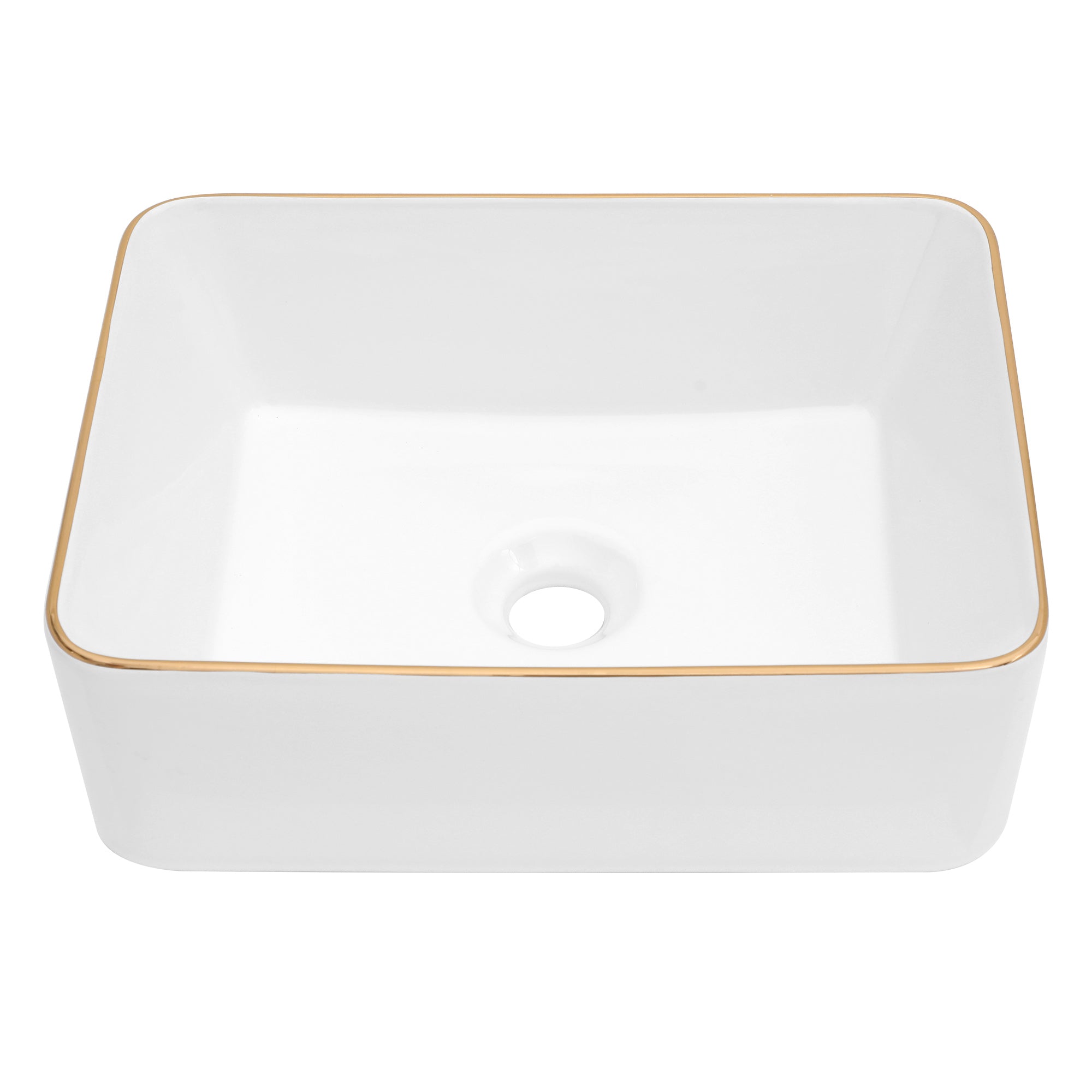 16X12 Inch White Ceramic Rectangular Vessel Bathroom Sink White Ceramic