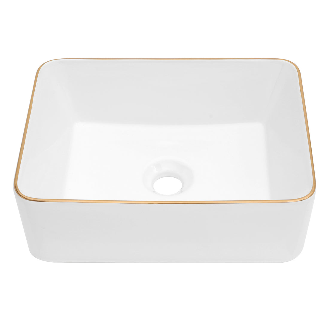 16X12 Inch White Ceramic Rectangular Vessel Bathroom Sink White Ceramic