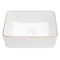 16X12 Inch White Ceramic Rectangular Vessel Bathroom Sink White Ceramic