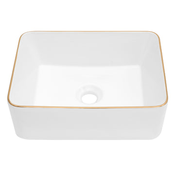 16X12 Inch White Ceramic Rectangular Vessel Bathroom Sink White Ceramic