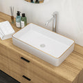 24X14 Inch White Ceramic Rectangular Vessel Bathroom Sink White Ceramic